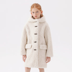 Autumn And Winter New Girls' Imitation Lamb Wool Coat Mid-length Wool