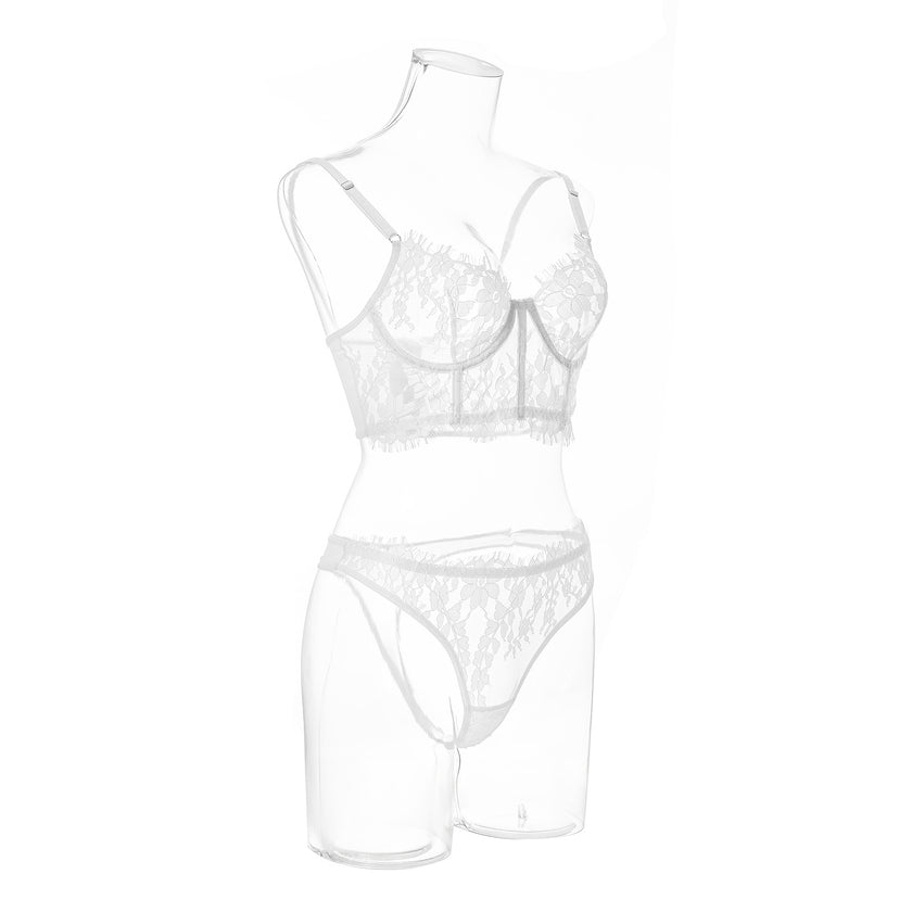 Eyelash Little Flower Lace Underwear Bra Set