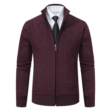 Men Woolen Sweater Men's Cardigan Coat Stand Collar