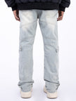 American Retro Line Segmentation Design Straight Leg Pants