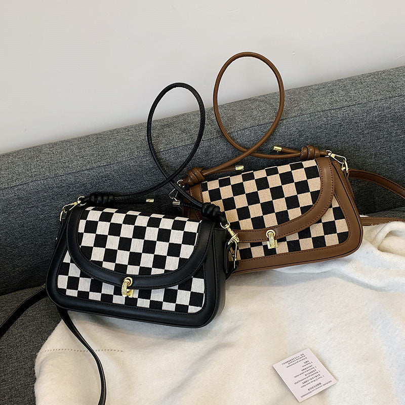 Plaid High-grade Messenger Bag Special-interest Design
