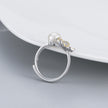 Color Separation Flower Pearl Ring S925 Silver Ring Adjustable