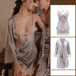 Sexy Pajamas Women Summer Ice Silk Thin Lace Suspenders Nightdress Suit Flirting Temptation