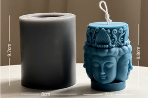 Three Faced Buddha Head Chinese Element Shape Candle Diy Silicone Mold