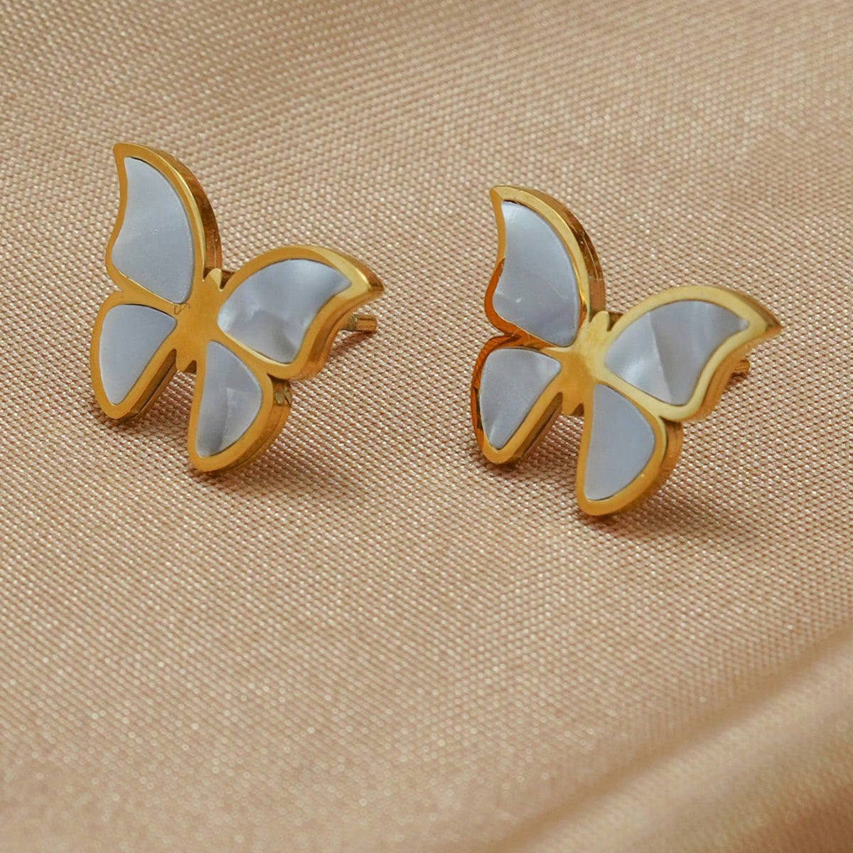 Lxalry 18K Gold Plated Butterfly Jewelry Set With Mirror Polish  Hypoallergenic Skin Safe 4PCS Necklace Earrings Bracelet Ring For Women, Never Fade Luxury Gift For Her