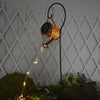 Enchanted Watering Can Outdoor Solar Ornament Lamp Garden Art Decoration Hollow-out Iron Shower LED Lights