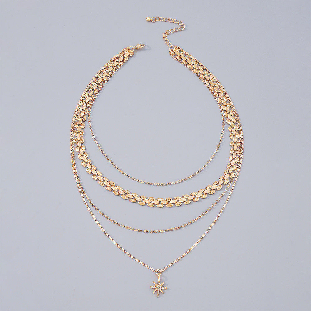 Multilayer Trend Elegant Jewelry Long Snake Chain Crystal