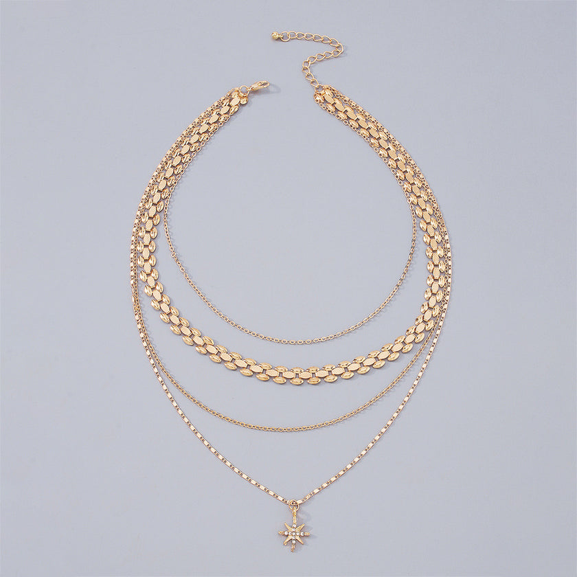 Multilayer Trend Elegant Jewelry Long Snake Chain Crystal