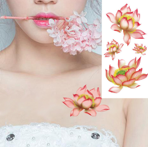 Flower tattoo sticker color sketch tattoo sticker flower peony rose plum tattoo sticker