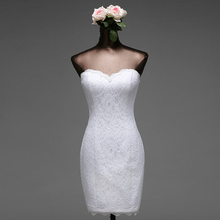 Lace shoulder beauty back wedding dress