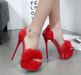 Furry women's shoes stiletto waterproof platform nightclub shoes high heels