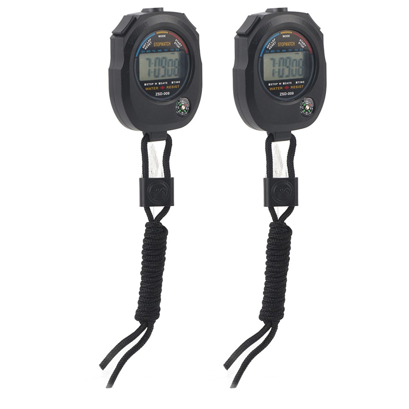 2 PCS Multifunctional Handheld Digital LCD Stopwatch Timer for Sports/Running/Racing/Swimming
