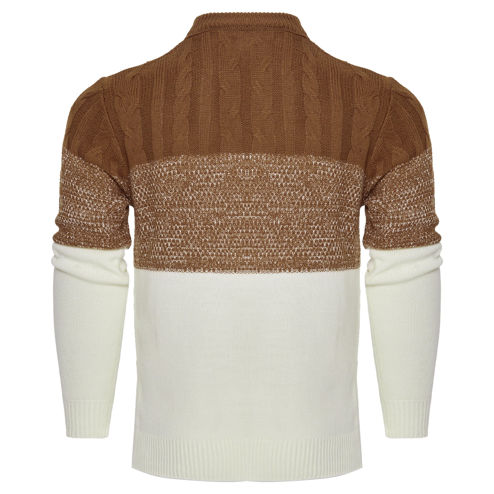 Men's Casual Color Block Long Sleeve Cable Knit Pullover Sweater