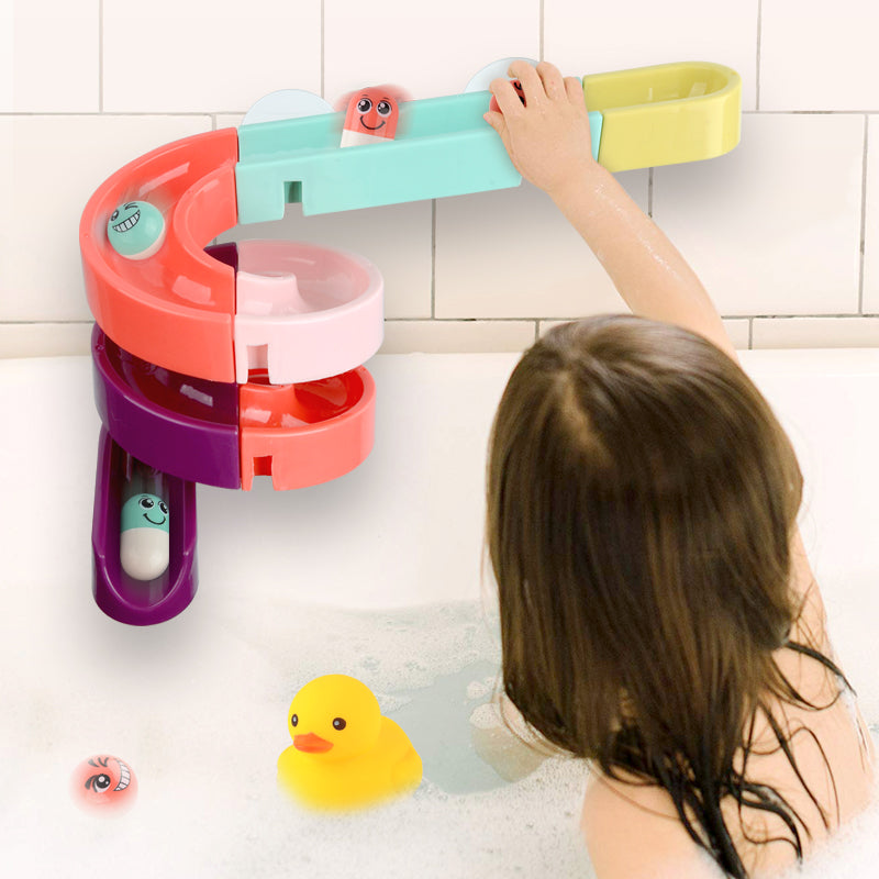Kids Bath Toys Wall Suction Cup Marble Race Run Track Bathroom