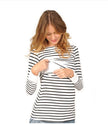 Multifunctional Maternity T-shirt Striped Long Sleeve Nursing Wear