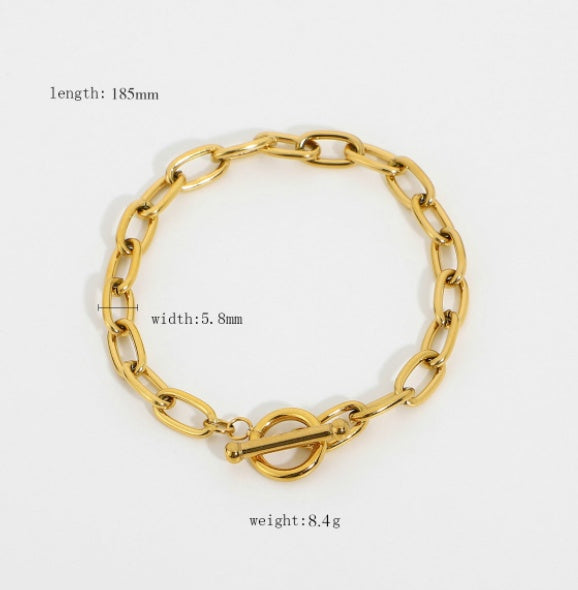 Ins Fashion Stainless Steel Chain Bracelet 18K Gold Plated