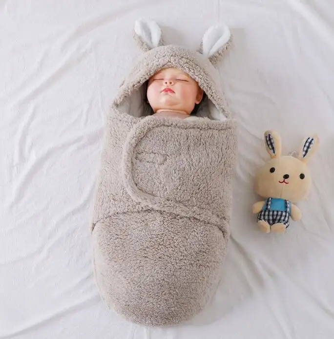 Super Soft Baby Sleeping Bag Fluffy Fleece Newborn Blanket Swaddle Blankets, Unisex Baby Wrap For Newborn Baby