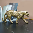 Cheetah Statue Home Decor Leopard Sculpture Resin Sitting Cheetah Figurine Desktop Table Top Ornament Decoration for Home Office-Gold Or Silver (Walking-Champagne Gold)