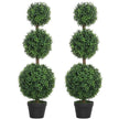 Set Of 2 Decorative Artificial Trees, Topiary Ball-shaped Boxwood Trees In Pot, Fake Plants For Home Indoor Outdoor Decor, 100cm, 3 Tree Balls