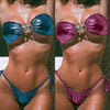Tube Top Split Bikini Blue Glossy Gold Starfish Female