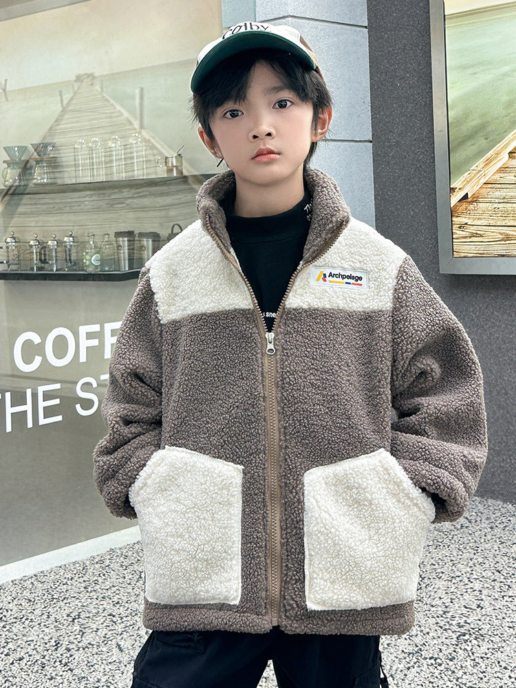 Coat Fashion Casual Girl Boy Thickened Medium And Small Children Winter Coat