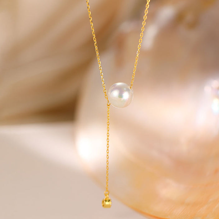 S925 Sterling Silver Pearl Tassel Necklace For Women