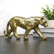 Cheetah Statue Home Decor Leopard Sculpture Resin Sitting Cheetah Figurine Desktop Table Top Ornament Decoration for Home Office-Gold Or Silver (Walking-Champagne Gold)