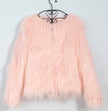 ladies fur coat long-sleeved women drift coat jacket wool coat V word collar