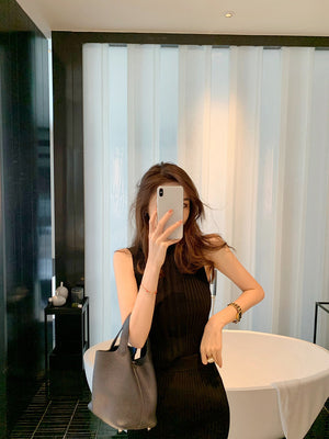 Ladies Knit Top Skirt Two Piece Set