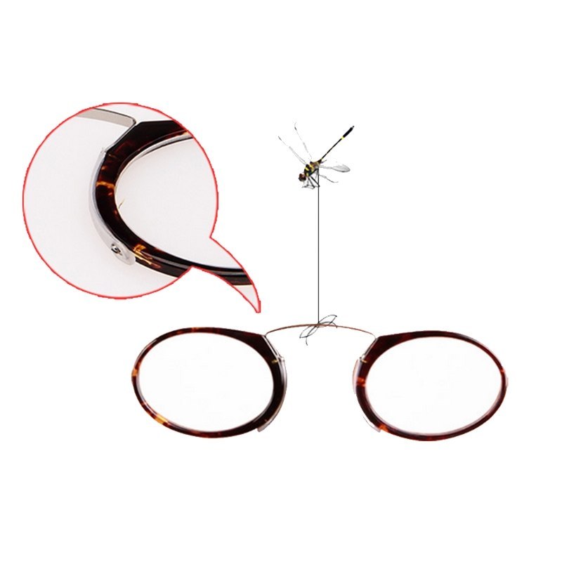 Portable Wallet Reader Clipped To Mini Reading Glasses With Protective Case