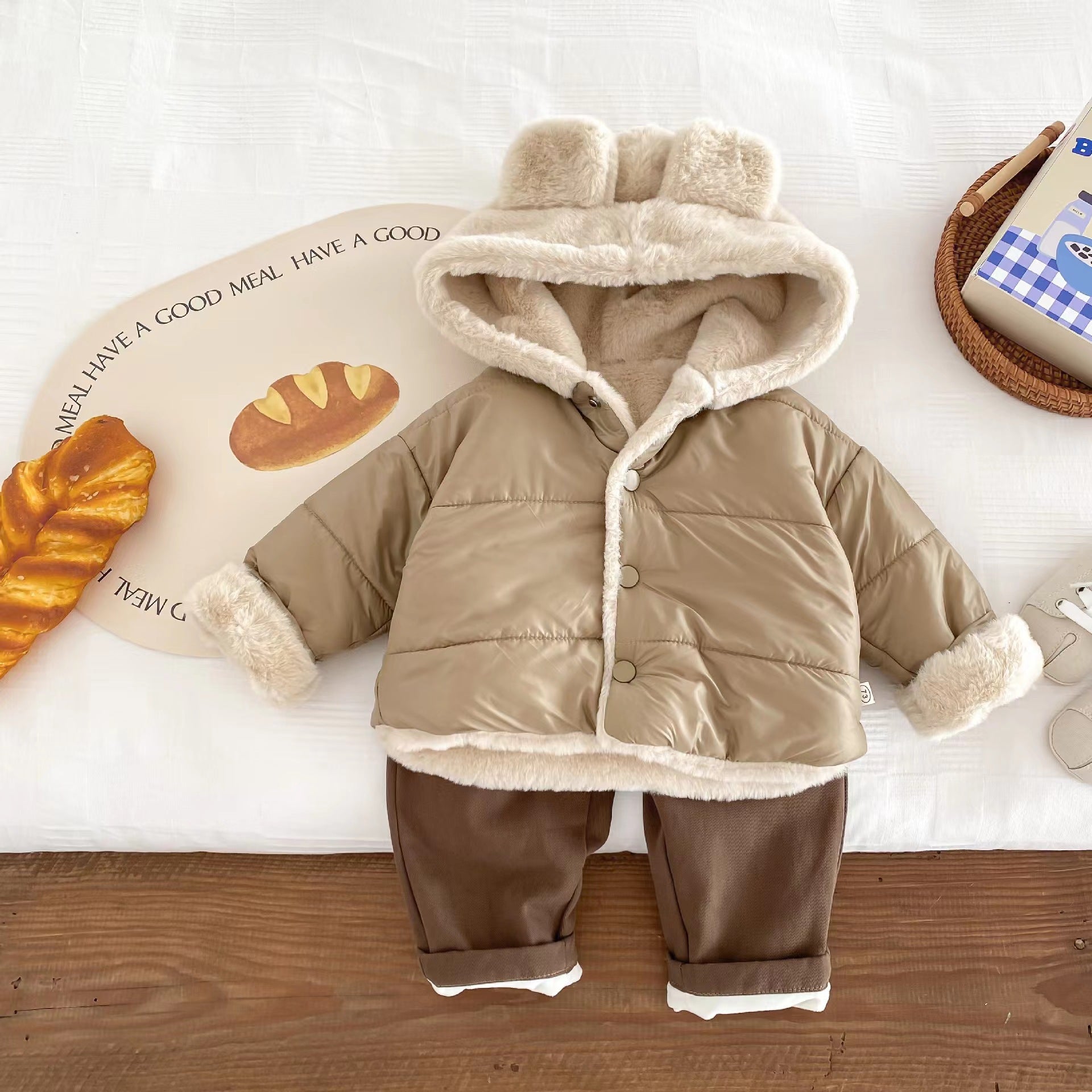Children Fleece-lined Furry Coat