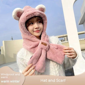 Women's Winter Plush Hat Scarf Thickened Warm