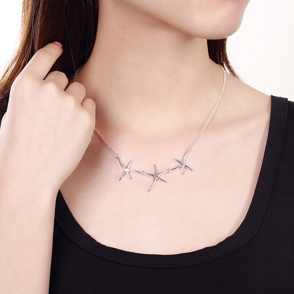 Women's Three Seastars Pendant Necklace