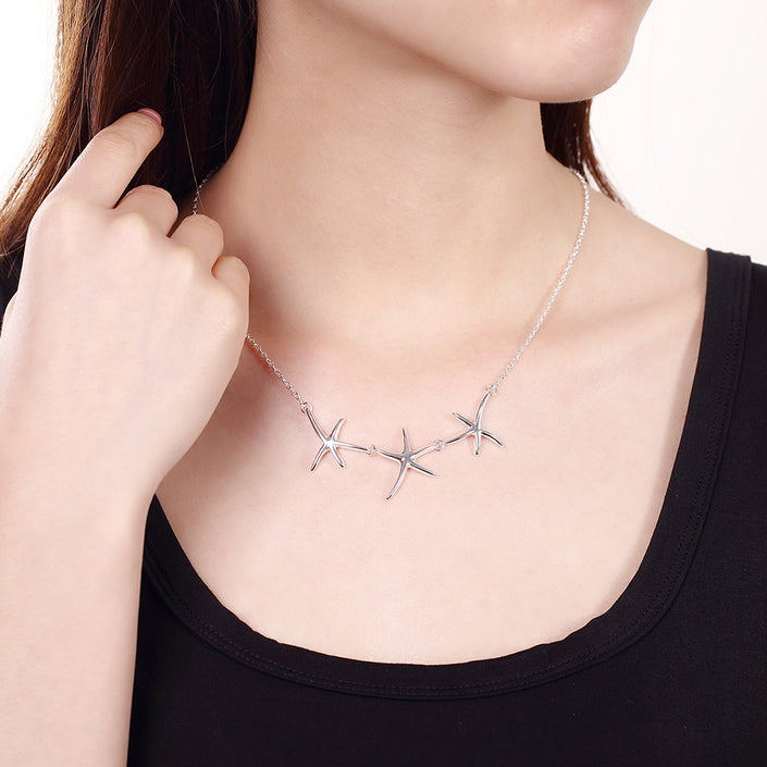 Women's Three Seastars Pendant Necklace