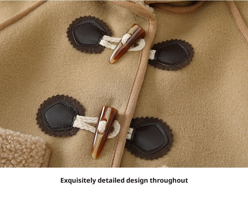 New Stylish Children's Clothes Baby Fleece-lined Warm Wool Coat