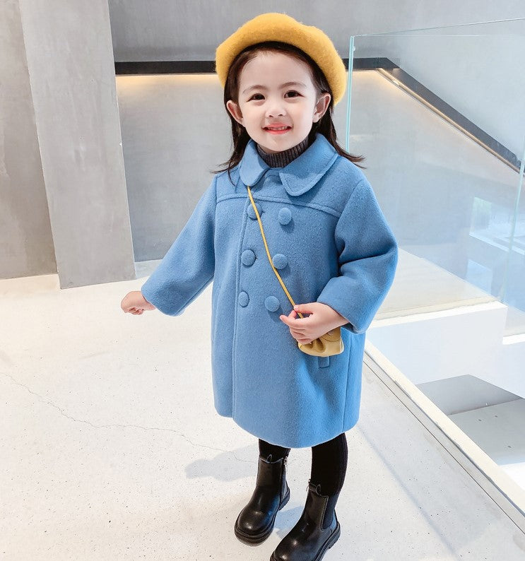 Cotton Padded Double-breasted Woolen Coat