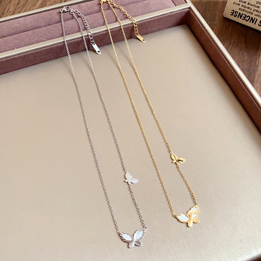 Titanium Steel Irregular Butterfly Necklace Korean Ins Sweet Elegance
