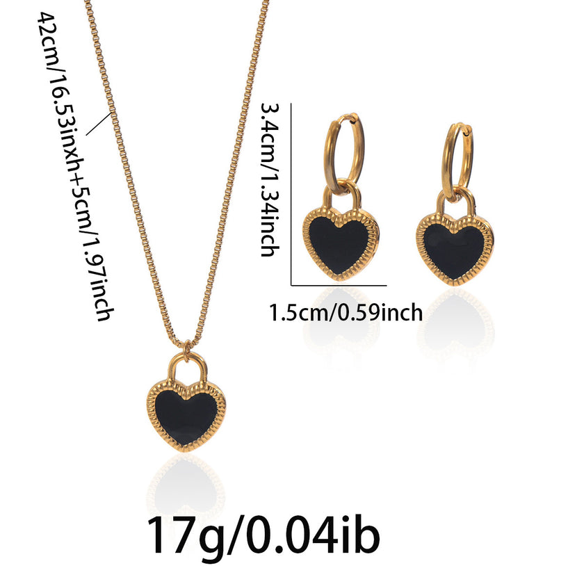 Lxalry 18K Gold Plated Stainless Steel Heart Mirror Jewelry Set  Hypoallergenic Skin Safe Necklace   Earrings For Daily Evening Never Fade Luxury Gift For Her