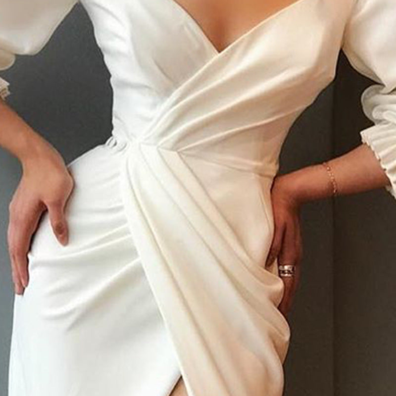 Bubble sleeve dress evening dress