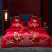 Red Wedding Four-piece Set Wholesale Cotton Wedding Embroidery Bedding Pure Cotton Marriage Bed Xi Quilt Cover Dragon And Phoenix