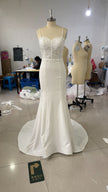 White Simple Trip Shoot Fishtail Bridal Tube Top Wedding Dress