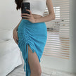 Skirt Women's Irregular Mid-length Skirt Drawstring Ruffle Hip Skirt