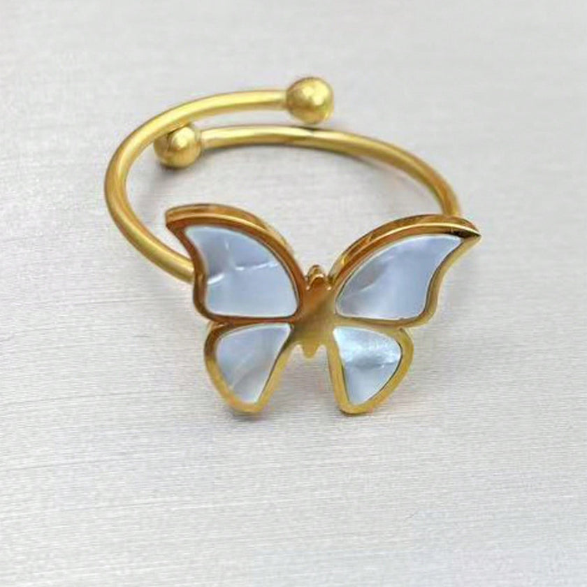 Lxalry 18K Gold Plated Butterfly Jewelry Set With Mirror Polish  Hypoallergenic Skin Safe 4PCS Necklace Earrings Bracelet Ring For Women, Never Fade Luxury Gift For Her