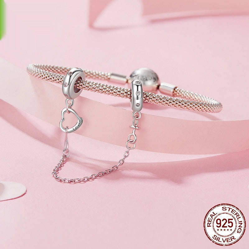 Silver Ziyun Infinite Love Silicone Safety Chain 925 Silver DIY Bracelet String Beads Sub-accessories Charm Mother's Day