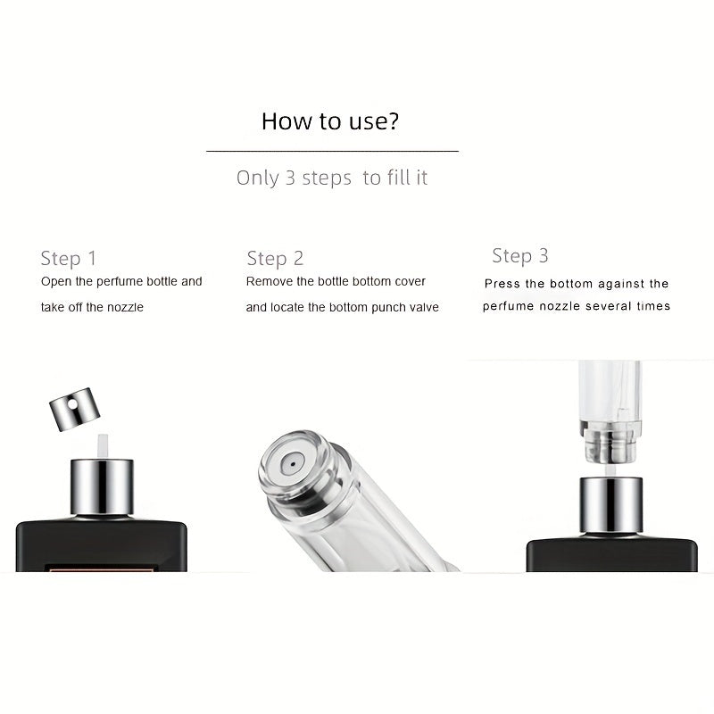 2pcs 5ml Empty Perfume Spray Bottle Portable Mini Refillable Fragrance Atomizer Travel Container Black Fragrance Refill Bottle Fine Mist Bottom Filling Inner Bottle Sprayer Cosmetic Packaging Gif