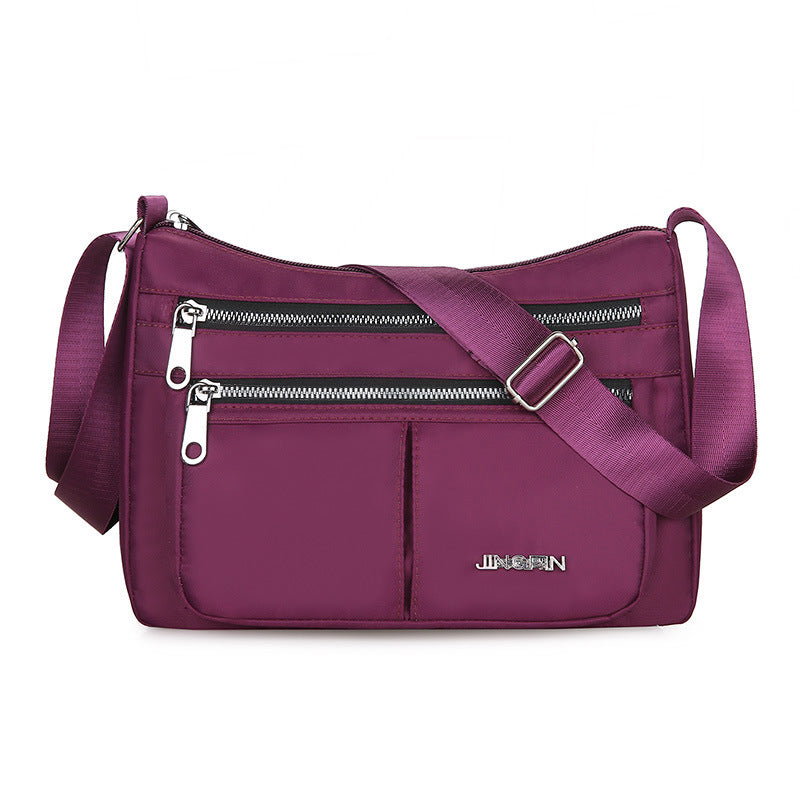 Large Capacity Shoulder Bags With Three Layers Of Zipper Design Women's Nylon Crossbody Bag Outdoor Shopping Mummy Messenger Bag