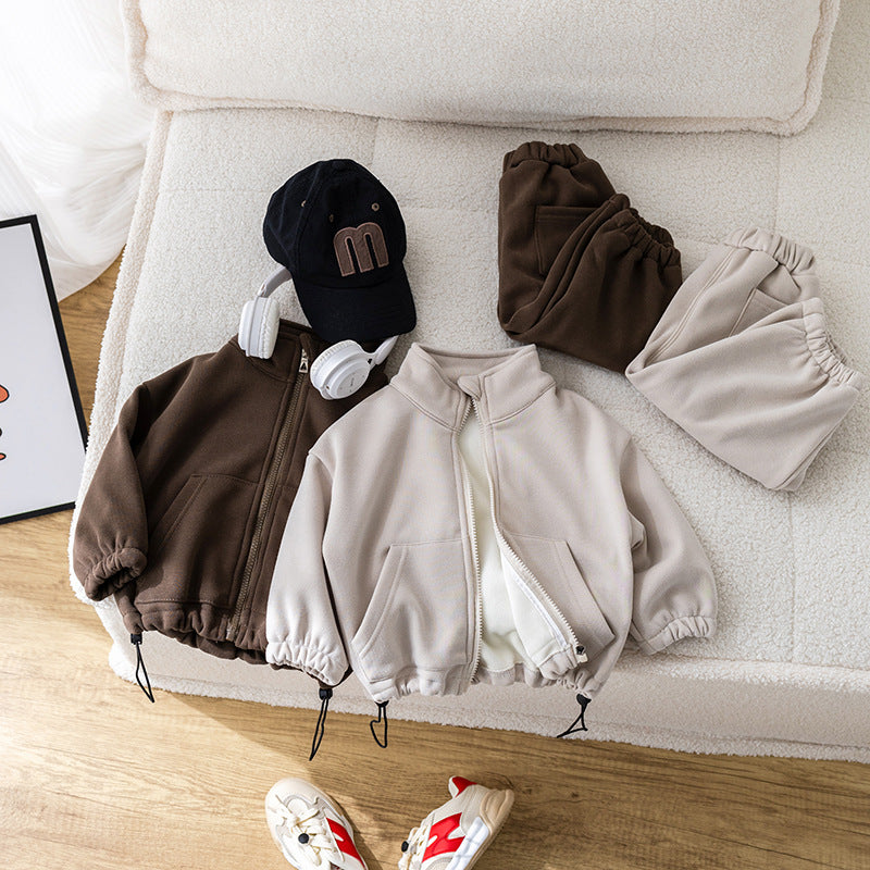 Sports Zipper Coat Children's Two-piece Suit