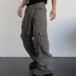 Retro Hip Hop Pu Shuai Japanese Straight Casual Multi-pocket Cargo Pants Men