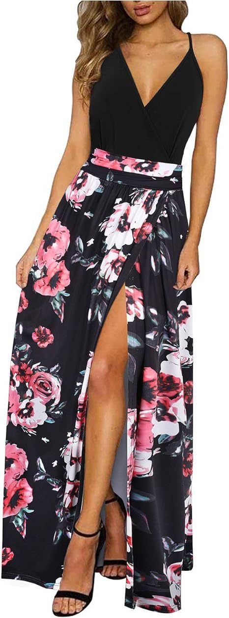 V-neck Wrap Spaghetti Strap Summer Casual Beach Floral Leopard Print Dress