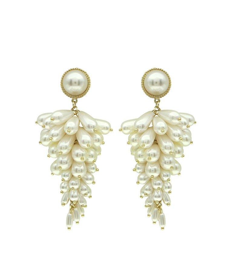 Women's Elegant Imitation Pearl Tassel Stud Earrings